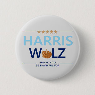 Harris Walz Halloween Pompoen om Dankbaar Voor te  Ronde Button 5,7 Cm