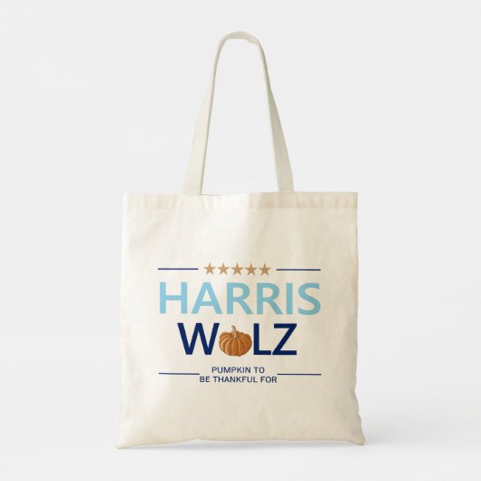 Harris Walz Halloween Pumpkin om dankbaar voor te Tote Bag (Achterkant)