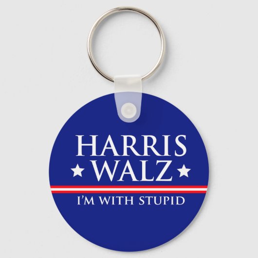 Harris Walz Ik ben met Stompzinnige Sleutelhanger (Voorkant)