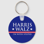 Harris Walz Ik ben met Stompzinnige Sleutelhanger (Achterkant)