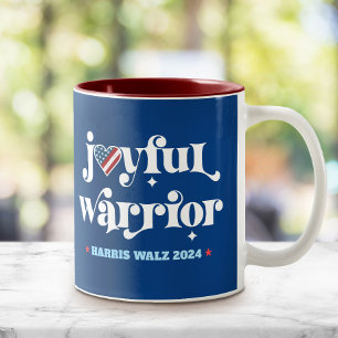 Harris Walz Joyful Warrior USA Vlag Hart Marine Tweekleurige Koffiemok