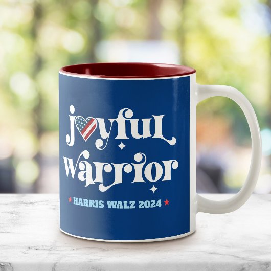 Harris Walz Joyful Warrior USA Vlag Hart Marine Tweekleurige Koffiemok