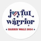 Harris Walz Joyful Warrior White USA Flag Heart Ronde Sticker (Voorkant)