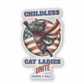 Harris Walz Kinderloze Cat Dames Unite Hero Cat Sticker (Voorkant)