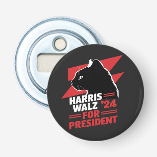 Harris Walz Kinderloze kat Dames T-shirt Button Flesopener