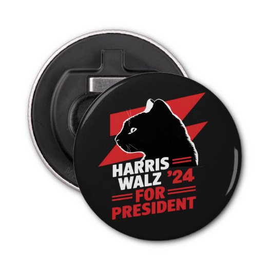 Harris Walz Kinderloze kat Dames T-shirt Button Flesopener (Voorkant)