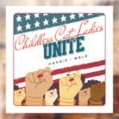 Harris Walz kinderloze kat dames verenigen vuisten Raamsticker (Vel 2)