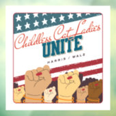 Harris Walz kinderloze kat dames verenigen vuisten Raamsticker (Vel 3)