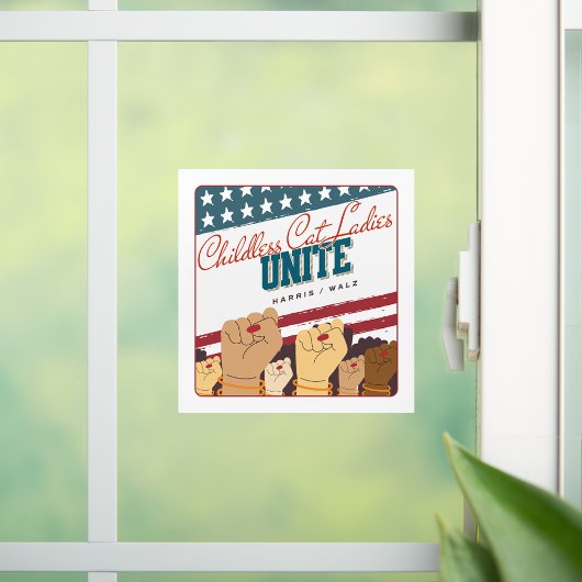 Harris Walz kinderloze kat dames verenigen vuisten Raamsticker