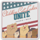 Harris Walz kinderloze kat dames verenigen vuisten Sticker (Voorkant)