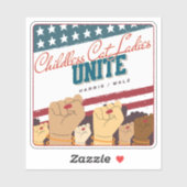 Harris Walz kinderloze kat dames verenigen vuisten Sticker (Vel)