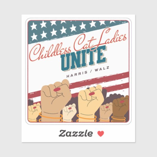 Harris Walz kinderloze kat dames verenigen vuisten Sticker (Vel)