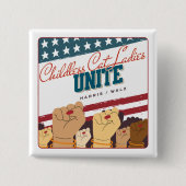 Harris Walz kinderloze kat dames verenigen vuisten Vierkante Button 5,1 Cm (Voorkant)