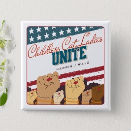 Harris Walz kinderloze kat dames verenigen vuisten Vierkante Button 5,1 Cm