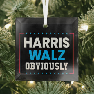 Harris Walz natuurlijk Glas Ornament