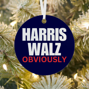 Harris Walz NATUURLIJK   Harris Walz 2024 natuurli Metalen Ornament