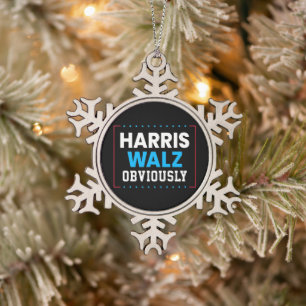 Harris Walz natuurlijk Tin Sneeuwvlok Ornament