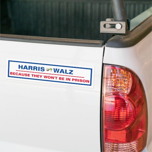 Harris / Walz omdat ze niet in de gevangenis zulle Bumpersticker (Op Truck)