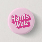 Harris Walz Pink Ronde Button 3,2 Cm (Voorkant)