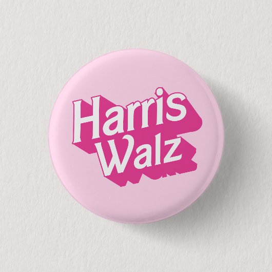 Harris Walz Pink Ronde Button 3,2 Cm (Voorkant)