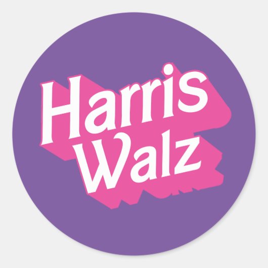 Harris Walz Pink Ronde Sticker (Voorkant)