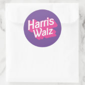 Harris Walz Pink Ronde Sticker (Tas)