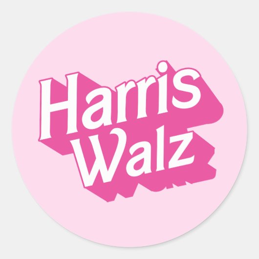 Harris Walz Pink Ronde Sticker (Voorkant)