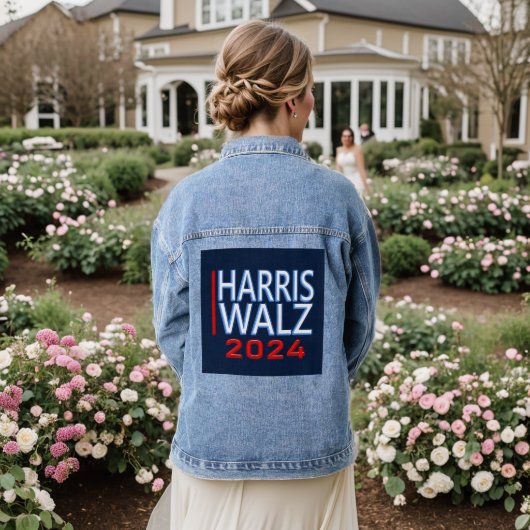 Harris Walz presidentsverkiezingen 2024 Denim Jacket (Huwelijk Achterkant)