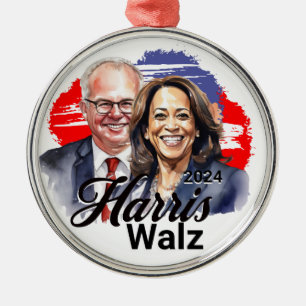 Harris Walz presidentsverkiezingen 2024 Metalen Ornament