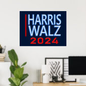 Harris Walz presidentsverkiezingen 2024 Poster (Thuiskantoor)