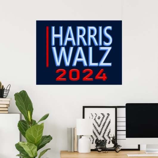 Harris Walz presidentsverkiezingen 2024 Poster (Thuiskantoor)