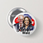 Harris Walz presidentsverkiezingen 2024 Ronde Button 5,7 Cm (Voorkant /achterkant)