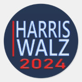 Harris Walz presidentsverkiezingen 2024 Ronde Sticker (Voorkant)