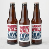 Harris Walz redt de democratie Bier Etiket (Flessen)