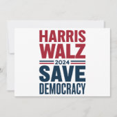 Harris Walz redt de democratie Kaart (Voorkant)