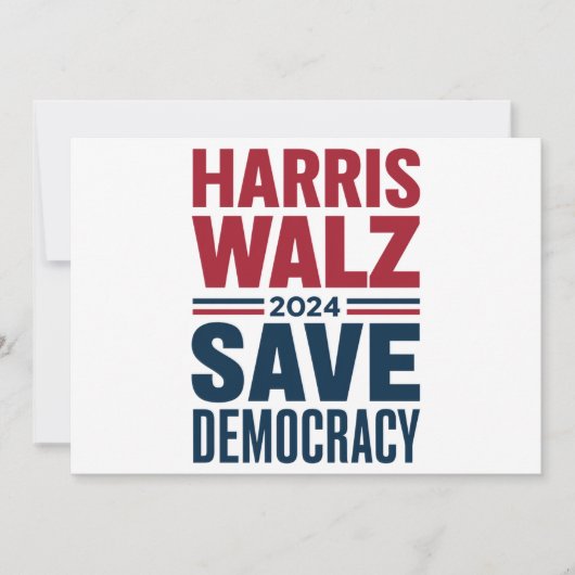 Harris Walz redt de democratie Kaart (Voorkant)