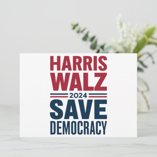 Harris Walz redt de democratie Kaart (Staand voorkant)