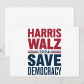 Harris Walz redt de democratie Kaart (Voorkant / Achterkant)