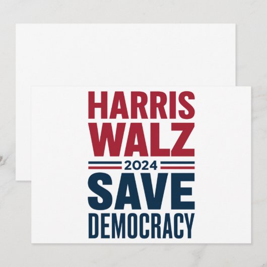 Harris Walz redt de democratie Kaart (Voorkant / Achterkant)