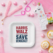 Harris Walz redt de democratie Papieren Bordje (Feest)