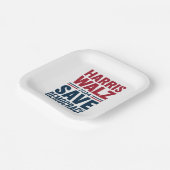 Harris Walz redt de democratie Papieren Bordje (Gebogen)