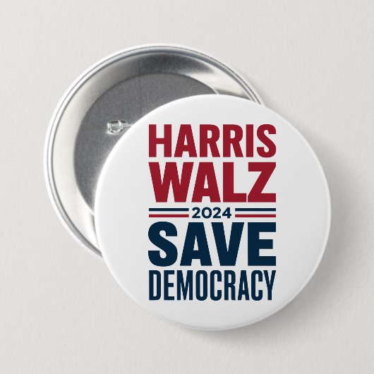 Harris Walz redt de democratie Ronde Button 7,6 Cm (Voorkant /achterkant)