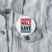 Harris Walz redt de democratie Ronde Button 7,6 Cm (In situ)