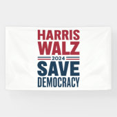 Harris Walz redt de democratie Spandoek (Horizontaal)