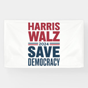 Harris Walz redt de democratie Spandoek