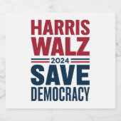 Harris Walz Redt Democratie Bier Etiket (Enkel label)