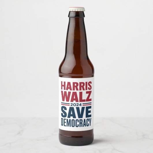 Harris Walz Redt Democratie Bier Etiket (Voorkant)
