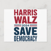 Harris Walz Redt Democratie Briefkaart (Voorkant)