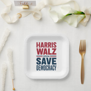 Harris Walz Redt Democratie Papieren Bordje