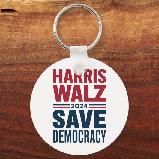 Harris Walz Redt Democratie Sleutelhanger (Voorkant)